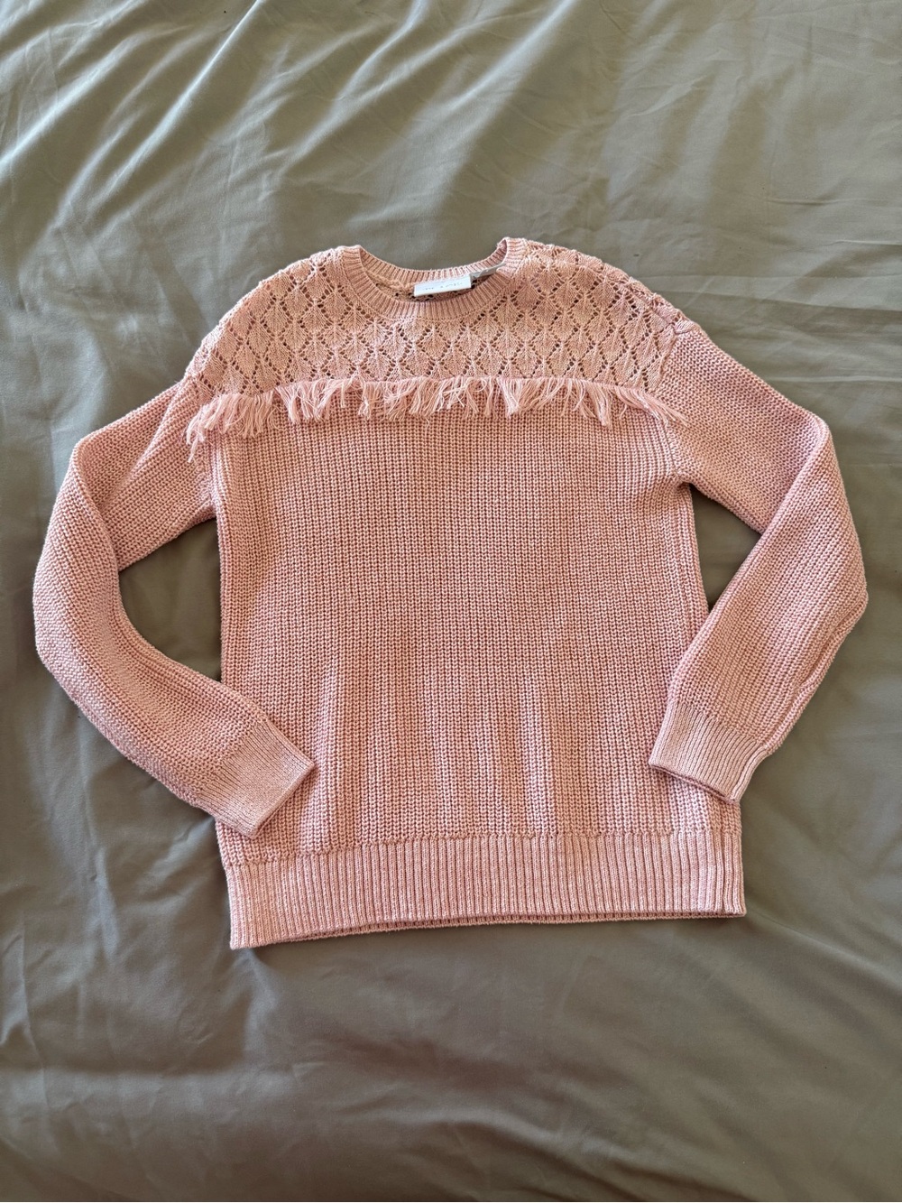 The Children's Place Blush Pink Fringe Knit Sweater